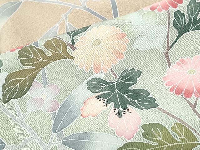 平和屋着物●訪問着　友禅　作家物　草花文　暈し染め　正絹　逸品　CABG8425th