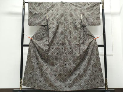 平和屋着物●本場大島紬　龍郷絣　菱花文　正絹　逸品　CABG8428th