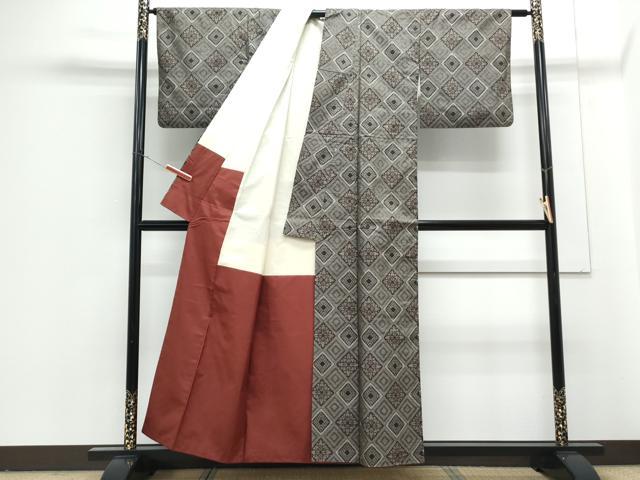 平和屋着物●本場大島紬　龍郷絣　菱花文　正絹　逸品　CABG8428th