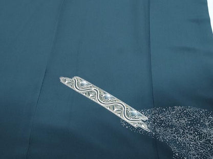 平和屋着物●訪問着　雪輪花鳥文　暈し染め　銀彩　正絹　逸品　CABG8429th