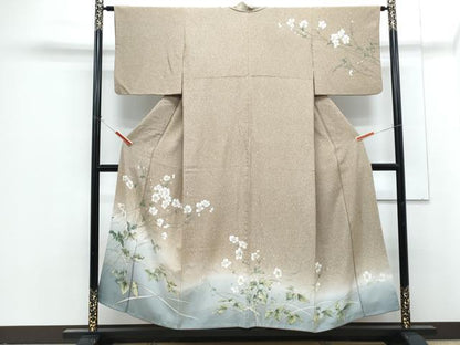 平和屋着物●手描友禅女流作家　一色生子　訪問着　手描き　草花文　たたき染め　正絹　逸品　CABG8431th