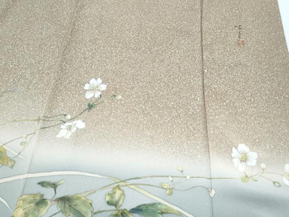 平和屋着物●手描友禅女流作家　一色生子　訪問着　手描き　草花文　たたき染め　正絹　逸品　CABG8431th
