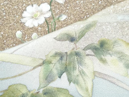 平和屋着物●手描友禅女流作家　一色生子　訪問着　手描き　草花文　たたき染め　正絹　逸品　CABG8431th