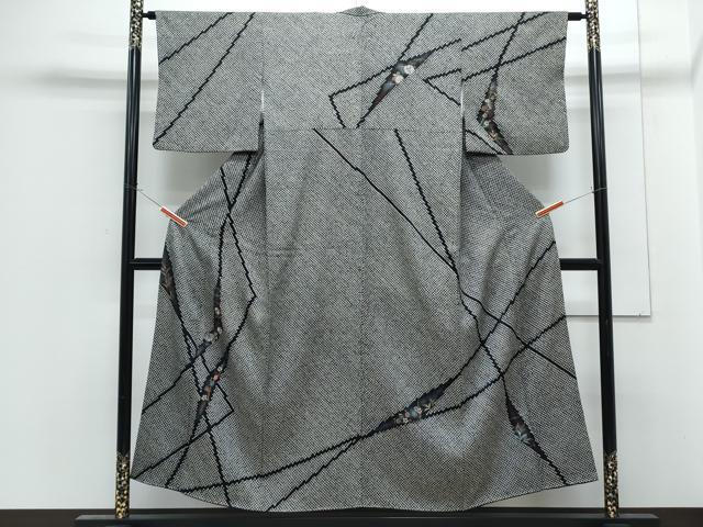 平和屋着物●訪問着　総絞り　吉祥花文　黒地　金彩　正絹　逸品　CABG8432th