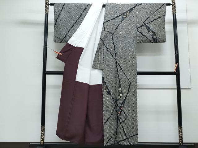 平和屋着物●訪問着　総絞り　吉祥花文　黒地　金彩　正絹　逸品　CABG8432th