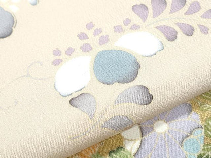 平和屋着物●訪問着　駒刺繍　雲重ね花文　金彩　正絹　逸品　CABG8434th