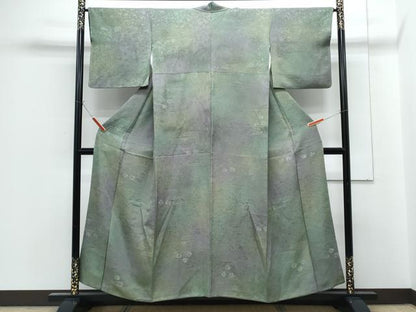 平和屋着物●上質な小紋　エ霞花文　暈し染め　反端付き　正絹　逸品　CABG8437th