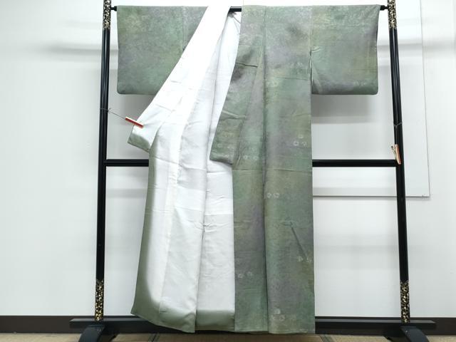 平和屋着物●上質な小紋　エ霞花文　暈し染め　反端付き　正絹　逸品　CABG8437th
