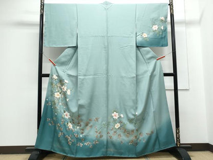 平和屋着物●訪問着　草花文　暈し染め　金彩　正絹　逸品　未使用　CABG8440th
