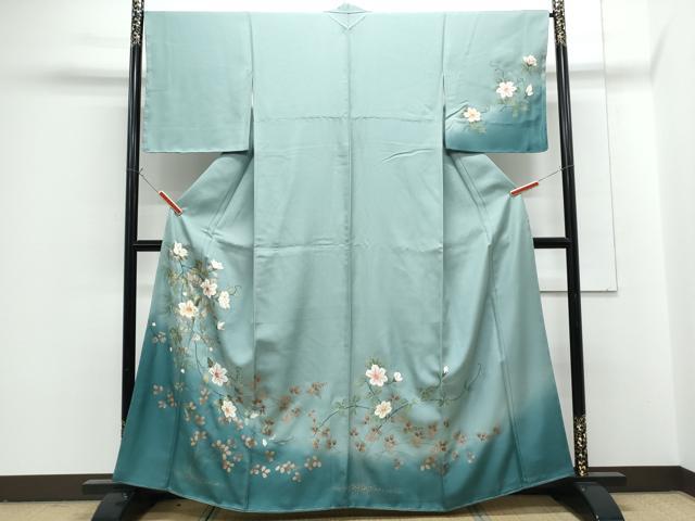 平和屋着物●訪問着　草花文　暈し染め　金彩　正絹　逸品　未使用　CABG8440th