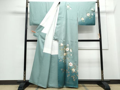 平和屋着物●訪問着　草花文　暈し染め　金彩　正絹　逸品　未使用　CABG8440th