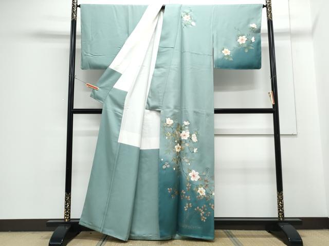 平和屋着物●訪問着　草花文　暈し染め　金彩　正絹　逸品　未使用　CABG8440th