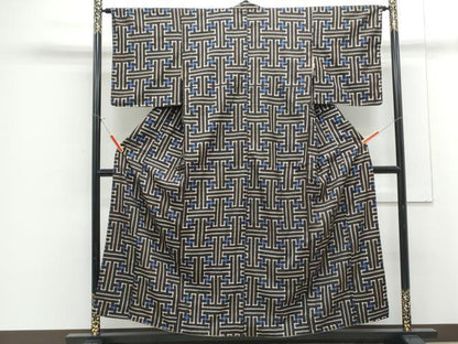 平和屋着物●本場大島紬　龍郷絣　秋名バラ　正絹　逸品　CABG8442th