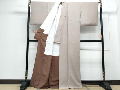 平和屋着物●伝統工芸師　服部光擴　江戸小紋　万筋　生成り色×胡桃染色　正絹　逸品　CABG8446th