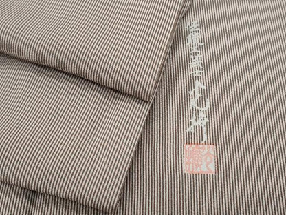 平和屋着物●伝統工芸師　服部光擴　江戸小紋　万筋　生成り色×胡桃染色　正絹　逸品　CABG8446th