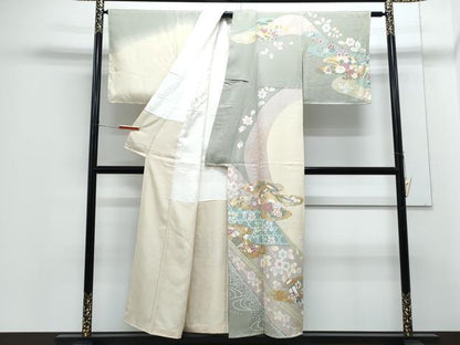 平和屋着物●訪問着　駒刺繍　エ霞鳳凰花文　金銀彩　正絹　逸品　未使用　CABG8448th