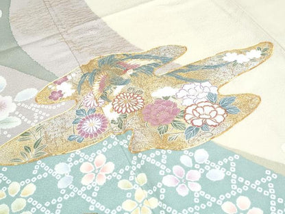 平和屋着物●訪問着　駒刺繍　エ霞鳳凰花文　金銀彩　正絹　逸品　未使用　CABG8448th