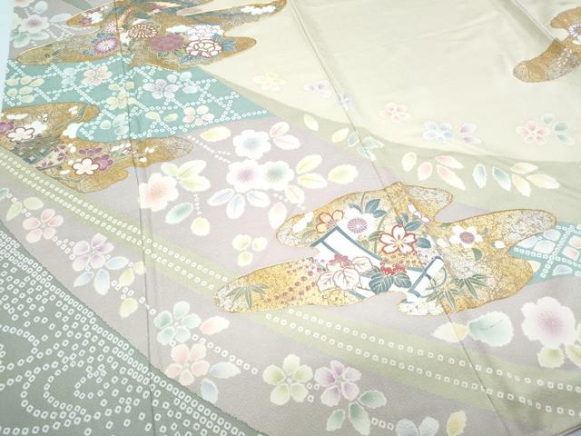 平和屋着物●訪問着　駒刺繍　エ霞鳳凰花文　金銀彩　正絹　逸品　未使用　CABG8448th