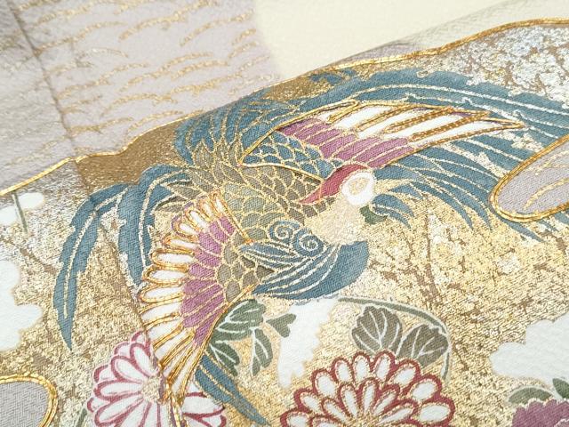 平和屋着物●訪問着　駒刺繍　エ霞鳳凰花文　金銀彩　正絹　逸品　未使用　CABG8448th