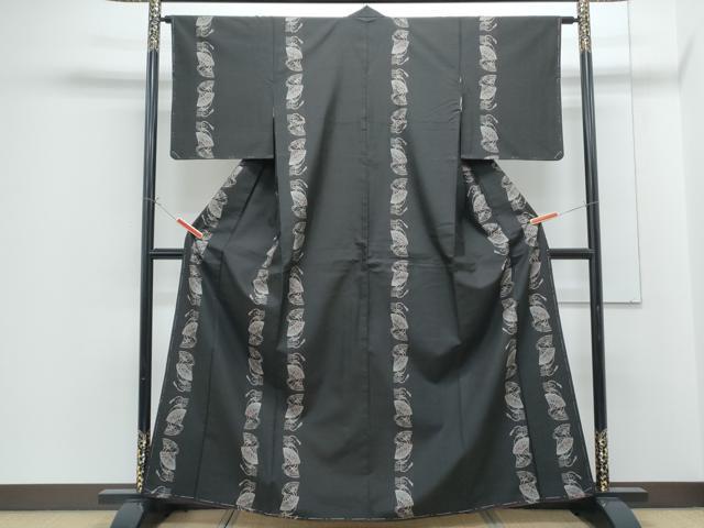 平和屋着物●本場大島紬　9マルキ　扇面花文　久井絹織物謹製　証紙付き　正絹　逸品　未使用　CABG8449th