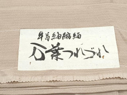 平和屋着物●上質な色無地　牛首紬縮緬　万葉つづれ　赤白橡色　証紙付き　正絹　逸品　CABG8451th