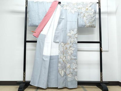 平和屋着物●訪問着　絞り　草花文　暈し染め　金銀彩　ますいわ屋扱い　正絹　逸品　CABG8454th