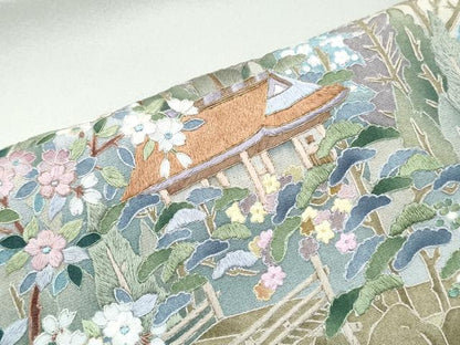 平和屋着物●豪華色留袖　作家物　総刺繍　駒刺繍　風景花文　正絹　逸品　CABG8459th