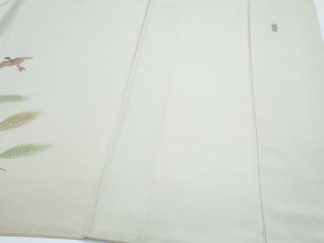 平和屋着物●訪問着　友禅　作家物　稲穂　飛鳥文　暈し染め　正絹　逸品　CABG8463th