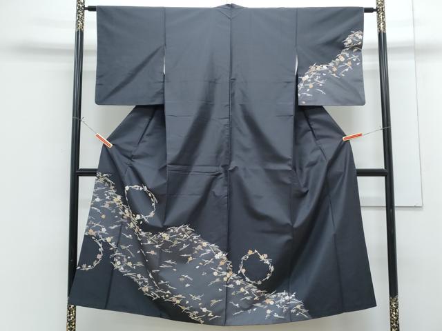 平和屋着物●中国三大刺繍　相良刺繍　総刺繍　訪問着　本場染大島紬　溢れ松葉　金糸　正絹　逸品　CABG8464th