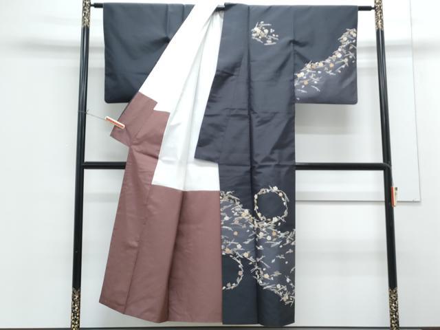 平和屋着物●中国三大刺繍　相良刺繍　総刺繍　訪問着　本場染大島紬　溢れ松葉　金糸　正絹　逸品　CABG8464th