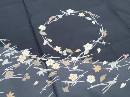平和屋着物●中国三大刺繍　相良刺繍　総刺繍　訪問着　本場染大島紬　溢れ松葉　金糸　正絹　逸品　CABG8464th