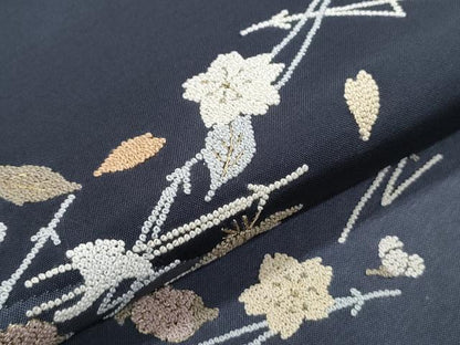 平和屋着物●中国三大刺繍　相良刺繍　総刺繍　訪問着　本場染大島紬　溢れ松葉　金糸　正絹　逸品　CABG8464th