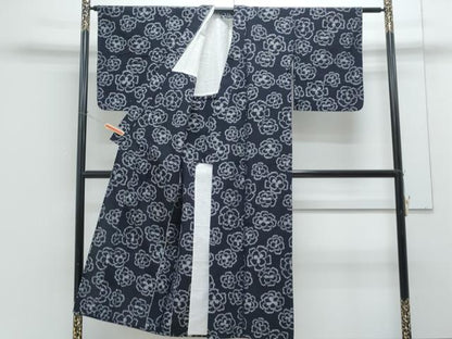 平和屋着物●久留米絣　単衣　舞花文　正絹　逸品　CABG8467th