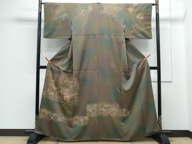 平和屋着物●訪問着　絞り　鳳凰花文　暈し染め　金彩　正絹　逸品　CABG8471th