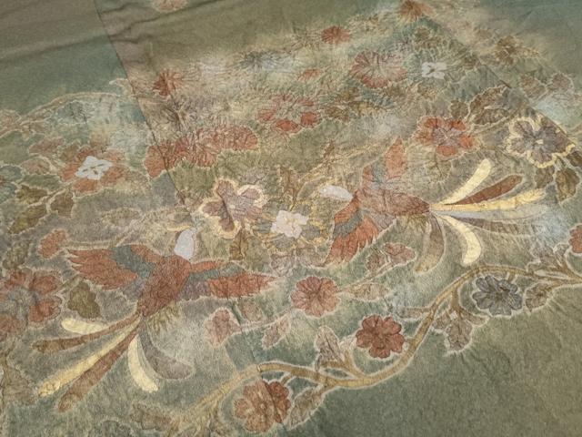 平和屋着物●訪問着　絞り　鳳凰花文　暈し染め　金彩　正絹　逸品　CABG8471th