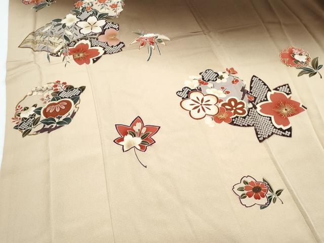 平和屋着物●豪華振袖　扇面花文　暈し染め　金彩　正絹　逸品　CABG8474th