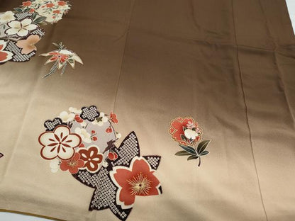 平和屋着物●豪華振袖　扇面花文　暈し染め　金彩　正絹　逸品　CABG8474th
