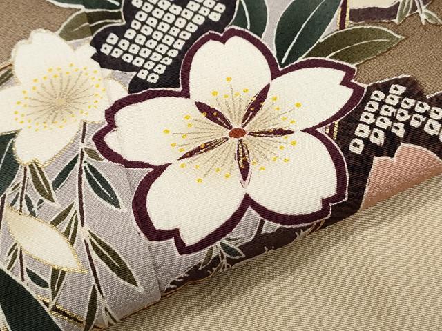 平和屋着物●豪華振袖　扇面花文　暈し染め　金彩　正絹　逸品　CABG8474th
