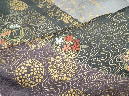平和屋着物●訪問着　絞り　刺繍　道長花丸文　金彩　正絹　逸品　CABG8475th