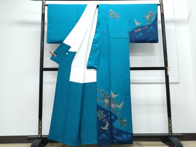 平和屋着物●染色作家　斉藤三才　訪問着　絞り　三才鳥　金彩　正絹　逸品　CABG8477th