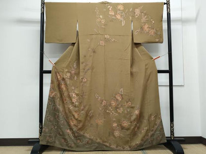 平和屋着物●中国三大刺繍　スワトウ相良刺繍　総刺繍　訪問着　更紗花文　金糸　鬼しぼ縮緬　やまと誂製　正絹　逸品　CABG8478th