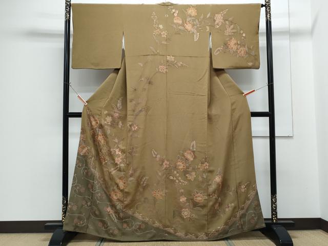 平和屋着物●中国三大刺繍　スワトウ相良刺繍　総刺繍　訪問着　更紗花文　金糸　鬼しぼ縮緬　やまと誂製　正絹　逸品　CABG8478th