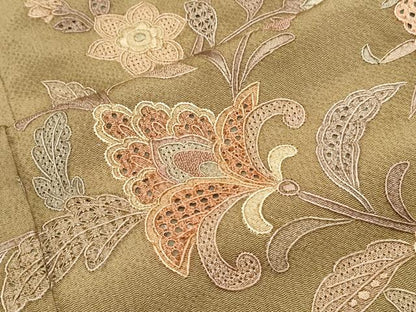 平和屋着物●中国三大刺繍　スワトウ相良刺繍　総刺繍　訪問着　更紗花文　金糸　鬼しぼ縮緬　やまと誂製　正絹　逸品　CABG8478th