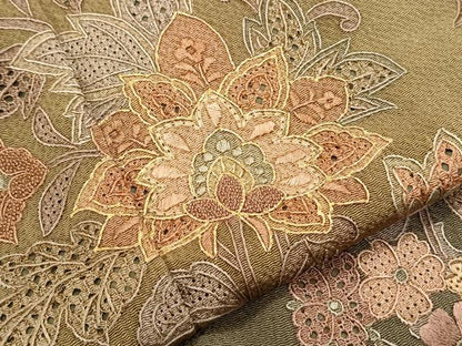 平和屋着物●中国三大刺繍　スワトウ相良刺繍　総刺繍　訪問着　更紗花文　金糸　鬼しぼ縮緬　やまと誂製　正絹　逸品　CABG8478th