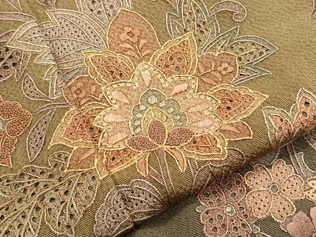 平和屋着物●中国三大刺繍　スワトウ相良刺繍　総刺繍　訪問着　更紗花文　金糸　鬼しぼ縮緬　やまと誂製　正絹　逸品　CABG8478th