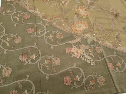 平和屋着物●中国三大刺繍　スワトウ相良刺繍　総刺繍　訪問着　更紗花文　金糸　鬼しぼ縮緬　やまと誂製　正絹　逸品　CABG8478th
