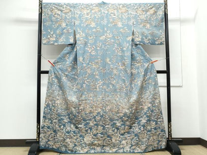 平和屋着物●中国三大刺繍　スワトウ相良刺繍　総刺繍　訪問着　風景草花文　暈し染め　正絹　逸品　CABG8479th