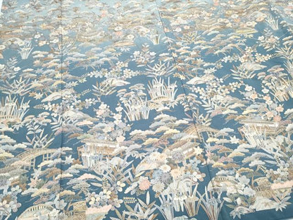 平和屋着物●中国三大刺繍　スワトウ相良刺繍　総刺繍　訪問着　風景草花文　暈し染め　正絹　逸品　CABG8479th