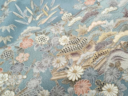 平和屋着物●中国三大刺繍　スワトウ相良刺繍　総刺繍　訪問着　風景草花文　暈し染め　正絹　逸品　CABG8479th