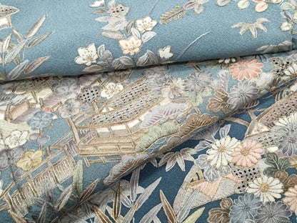 平和屋着物●中国三大刺繍　スワトウ相良刺繍　総刺繍　訪問着　風景草花文　暈し染め　正絹　逸品　CABG8479th